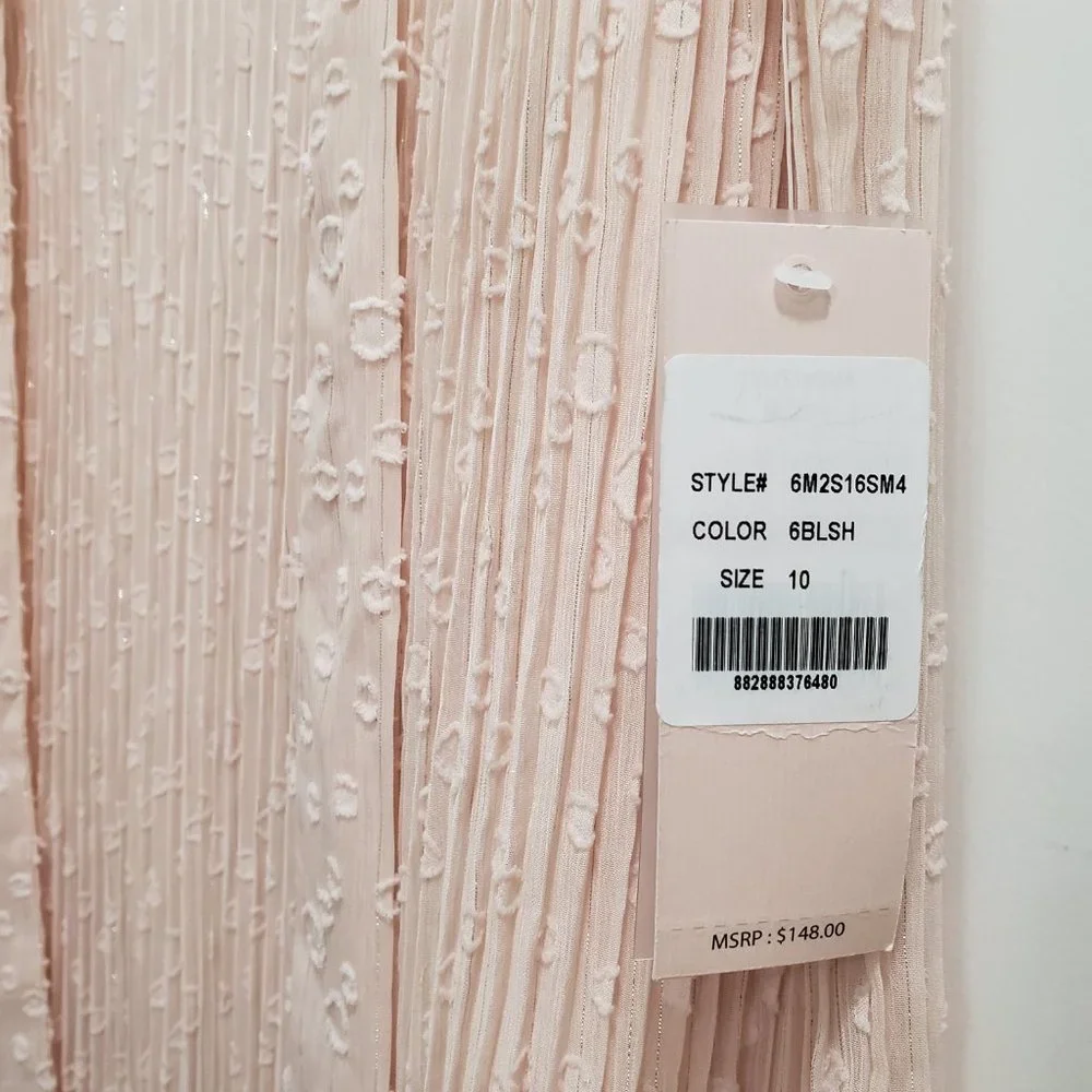 Nanette Lepore Blush Pink Sparkle Chiffon Midi-Length Cocktail Dress NWT - Picture 4 of 15